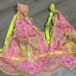 Savage X Fenty| Neon Yellow and Pink Lace Bralette sz Large Photo 1