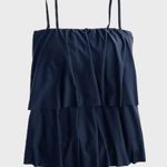 J.Crew Navy Blue Tiered Strapless or Spaghetti Strap One Piece Swimsuit Size 4 Photo 2