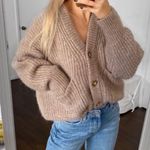 ZARA Patch Pocket Knit Oversized Cardigan Jacket Sweater Outerwear Tan Brown Photo 1