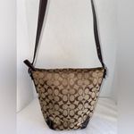 Coach Vintage Duffle Signature Jacquard Leather Canvas Brown Tan Hobo Bag Purse Photo 1