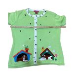 Bobbie Bell Bright Green Dog Novelty Cardigan Sz M St Bernard & Spaniel in Dogho Size M Photo 9