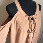 J.O.A. Women’s Cold Shoulder Lace Up V-Neck Bell Sleeve Top Photo 3