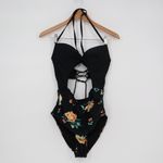 Cupshe  One Piece Womens Small Black Floral Stretch Padded Halter Neck Swimsuit Photo 1