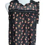 a.n.a Womens .n.a. Lettuce Trim High Neckline Floral Print Sleeveless Top - Sz L Photo 0