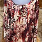 Rebecca Malone Flowy Fall Lined Pullover Blouse Women’s 2X Earth Tones Photo 0