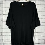 Wishlist Black Dolman Puff Sleeve Boxy T-Shirt Blouse Crew Neck Relaxed Fit SZ L Photo 0