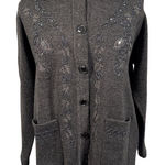 Vintage T.C. Fashion Women's Gray Beaded Embroidered Cardigan Sweater Size M Size M Photo 0