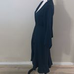 Kimi Kay Teal Green Button-Down Dress Ruffle Bottom High Low v-neck Photo 5