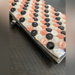 American Vintage VTG White, Pink & Black Buttons Embellished Clutch Wristlet Purse Handbag Photo 1