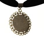 Frida Kahlo Velvet Choker Bronze Cameo Necklace Black Photo 7