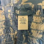 Koret Shirt Dress SZ MED Blue White Floral Smocking Sleeveless Boho Office Beach Photo 7