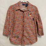 Winnie the Pooh Floral Button Down Cotton Shirt‎ Size Small Red Photo 0