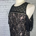 Loft  Boudoir Lace Cold Shoulder Black Nude Dress size 4 NEW NWT Photo 10