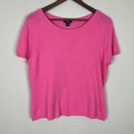 Prive 100% Cashmere Sweater Top Womens XL Pink Pullover Short Sleeve Crew Neck Pink Photo 0
