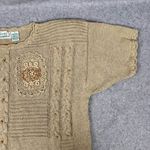 Vintage Colleen's Collectables Women's Large Cable Knit Sweater Floral Beaded Tan Photo 1