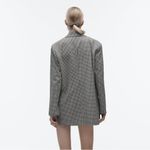 ZARA Black and White Gingham Blazer Photo 4
