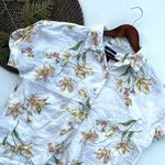 Rachel Roy Rachel Womens Shirt Cream Floral Button Up Boxy Linen Size Medium Photo 0