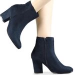 Allegra K Women's Round Toe Side Zip Chunky Heel Ankle Boots Navy Blue Size 10 Photo 12
