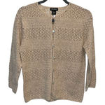 Eddie Bauer ‎ Womens Vintage Crocheted Linen Cotton Cardigan Beige Small Photo 0