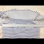 J.O.A. white blue striped croptop cold shoulder Large Photo 4