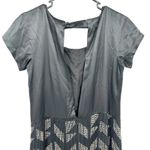 Reiss  Size 10 Dress Black Silk‎ Sheath Beaded Geometric Short Sleeve Cocktail Photo 2