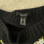 Forever 21  Knit Cropped Tube Top With Embroidered Flowers Black Size Medium Photo 3