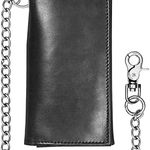 Black Chain Wallets for Men (6.7”) – Trifold Biker Wallets for Men with Chain – 100% Leather Long Wallet for Men - Leather Chain Wallet w/ 12 Credit Card Slots, Money Sleeve, & Zippered Pocket Photo 0