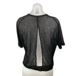 Varley Women's Black V-neck Short Sleeve Relaxed Fit Sheer Coverup Blouse Top S Photo 2