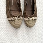 AGL Brown Taupe Snake Textured Cap Toe Ballet Flat Pewter Metallic Buckle 40 Size 9 Photo 10