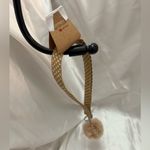 Handmade  Brown and White Polka Dot Wristlet Keychain with Light Brown Pompom Photo 1