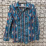 Cotton Rye Outfitters Teal Aztec Southwestern Pearl Snap Shirt Lightweight LARGE Blue Photo 0