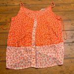Sienna Sky Orange White Floral Print Button Front Cami Tank Top Womens Small Photo 0