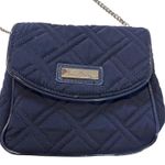 Vera Bradley Quilted Crossbody Bag Navy Blue Chain Strap Leaf Print Lining Photo 0