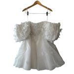 BHLDN Cleo Puff Sleeve Ivory Mini Dress NWT Size 8 Bridal Shower Photo 4