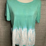 Bibi Womens Teal Green White Tie Dye Babydoll Short Sleeve Top Size Small Blue Photo 0