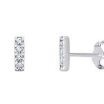 Boutique Sparkling Diamond Bar Stud Earrings | 14k White Gold over Sterling Silver Photo 11
