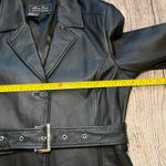 VTG 90s Terry Lewis Classic Luxuries Black Leather Belted Trench Coat Womens M Size M Photo 7