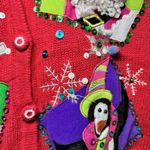 Tiara International  Christmas Collection Women's L 3D Cardigan Sweater Party Photo 2