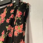 Fashion Bug  Size 10 Layered Black Pink Floral Tulip Ruffle Hem Midi Skirt Zip Photo 3