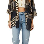 Women’s Kimono Cardigan Duster Sz Medium Sheer Boho Goth Safari Floral Leopard Photo 0