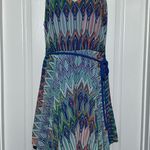 My Michelle NWT My Michele Bohemian Asymmetrical Abstract Pattern Spaghetti Strap Dress Sz M Photo 0