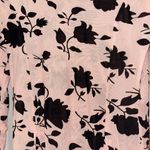 CBR SHEER DRESS MED. PINK W BLACK FLORAL MIDI THIGH HIGH SLITS HIGHCOLLAR NECK Photo 6