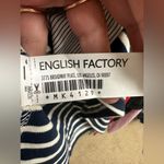 English Factory midnight blue/white striped pleated back tie ribbon mini dress Photo 8