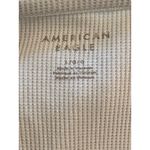 AE Cream Waffle Knit Long Sleeve Henley Top Thermal Button Front Large Cozy Y2K White Photo 3