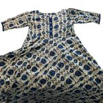 Handmade/Vintage XL long maxi blue green print floral modest dress Photo 4