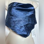 Cider NWT Blue Satin Like Solid Blue Cowl Neck Pearl Strap Crop Top Tank Top Size XS Photo 3