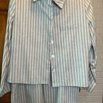 Vintage Brownstone Studio 2 piece 90s skirt business suit 100% silk size 8 P Blue Photo 1