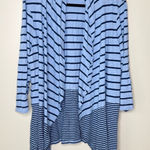 Talbots  Blue Striped Knit Draped Open Front Cardigan Cotton‎ Size XL Casual Chic Photo 0