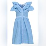 Maje  Blue Lace Reglisse Ruffled Cold Shoulder Dress size L Cottagecore Milkmaid Photo 2