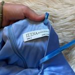 Mac Duggal IEENA FOR  One Shoulder Long Sleeve Satin Mini Dress In Periwinkle Photo 8